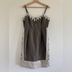 Moulinette soeurs Anthologies adjustable Chic Gray White Lace Mini Dress size 10